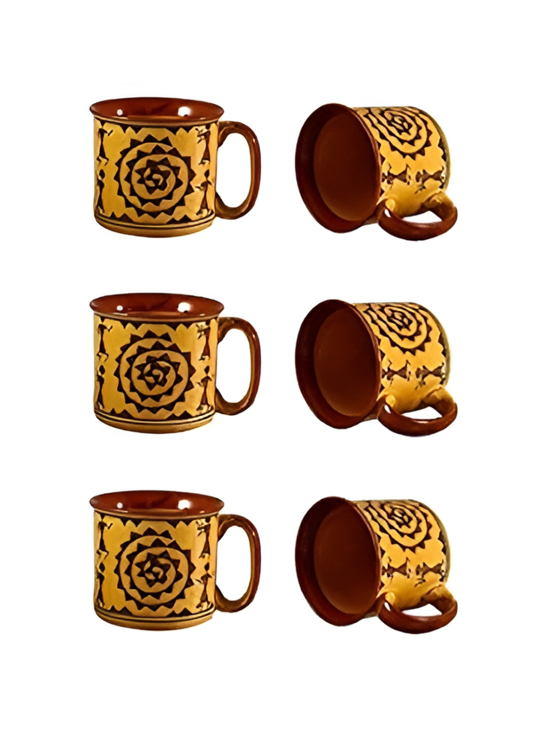 caffeine Daddys Little Girl Red Floral Ceramic Handmade 6 Piece Mugs-500ml