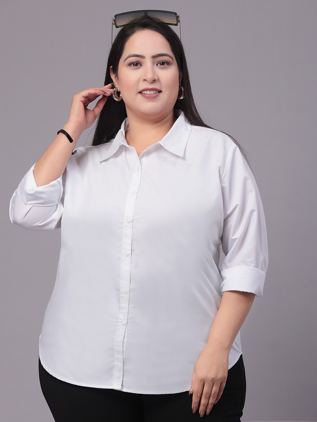 Buy Style Quotient Spread Collar Plus Size Smart Opaque Formal Shirt Shirts for Women 27413038 Myntra