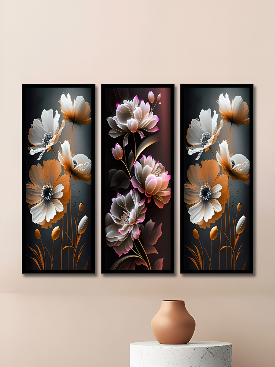 WENS Wood 3 Piece Wall Rectangle Paintings Wall Art - 16.9 x 6.8In