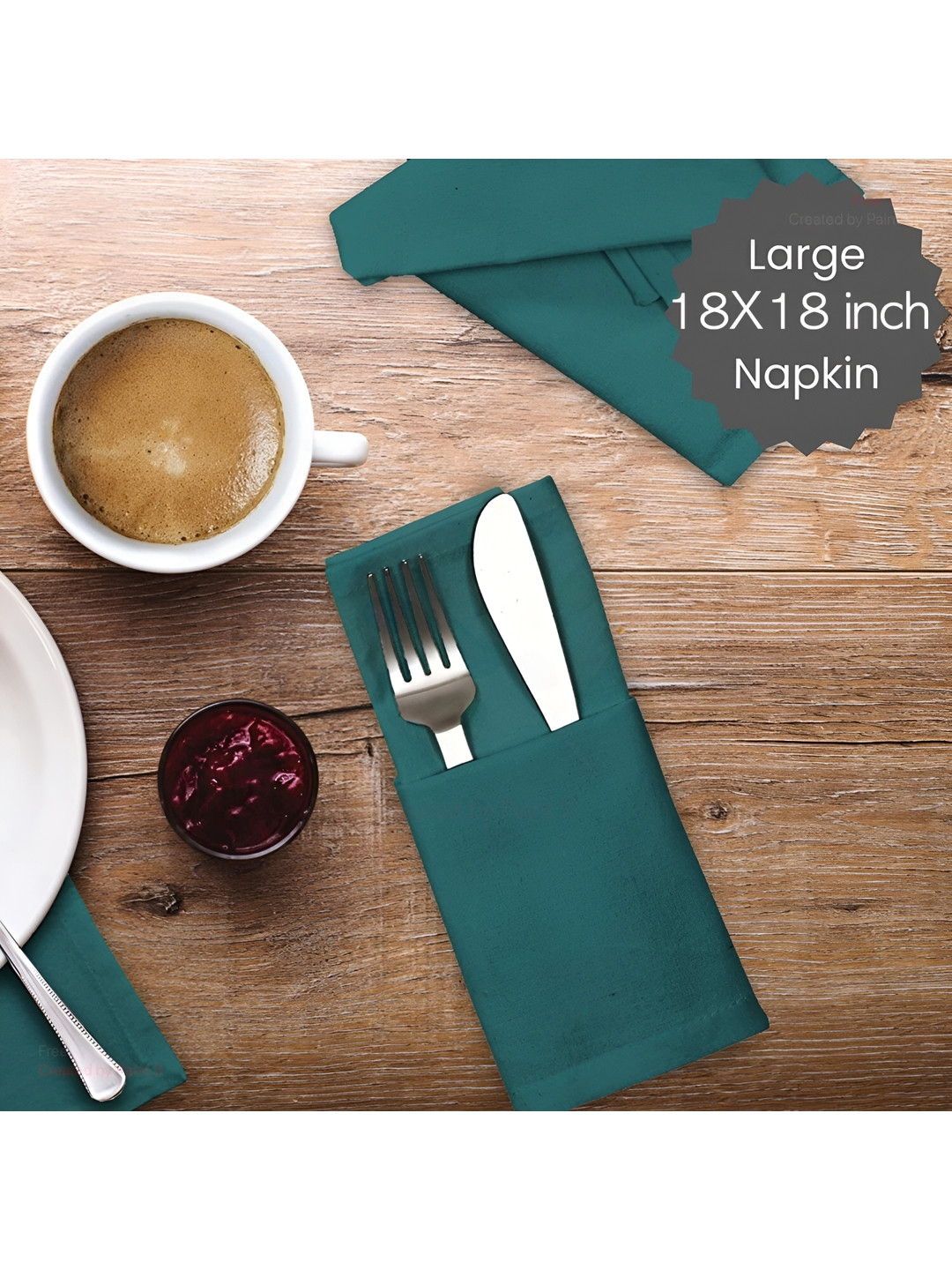 FOVEROS Green 8 Pieces Cotton Square Dinner Table Napkins