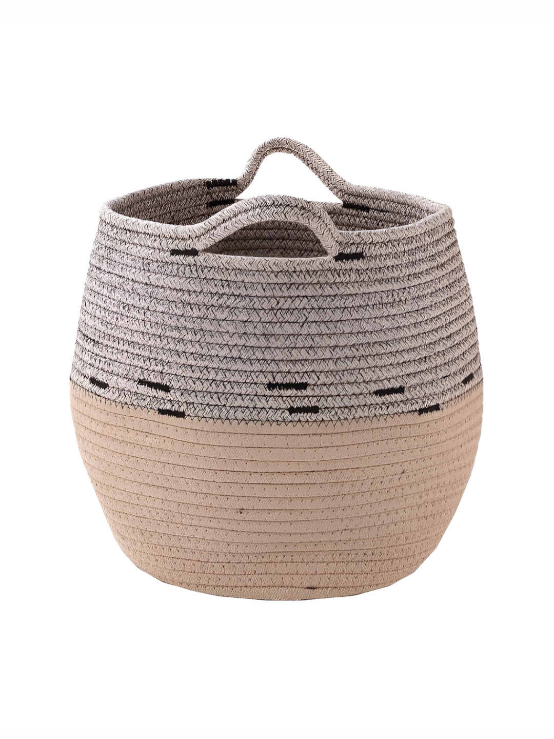 Kuber Industries Beige Water Resistant Cotton Multi-Utility Storage Basket & Handle 22 L