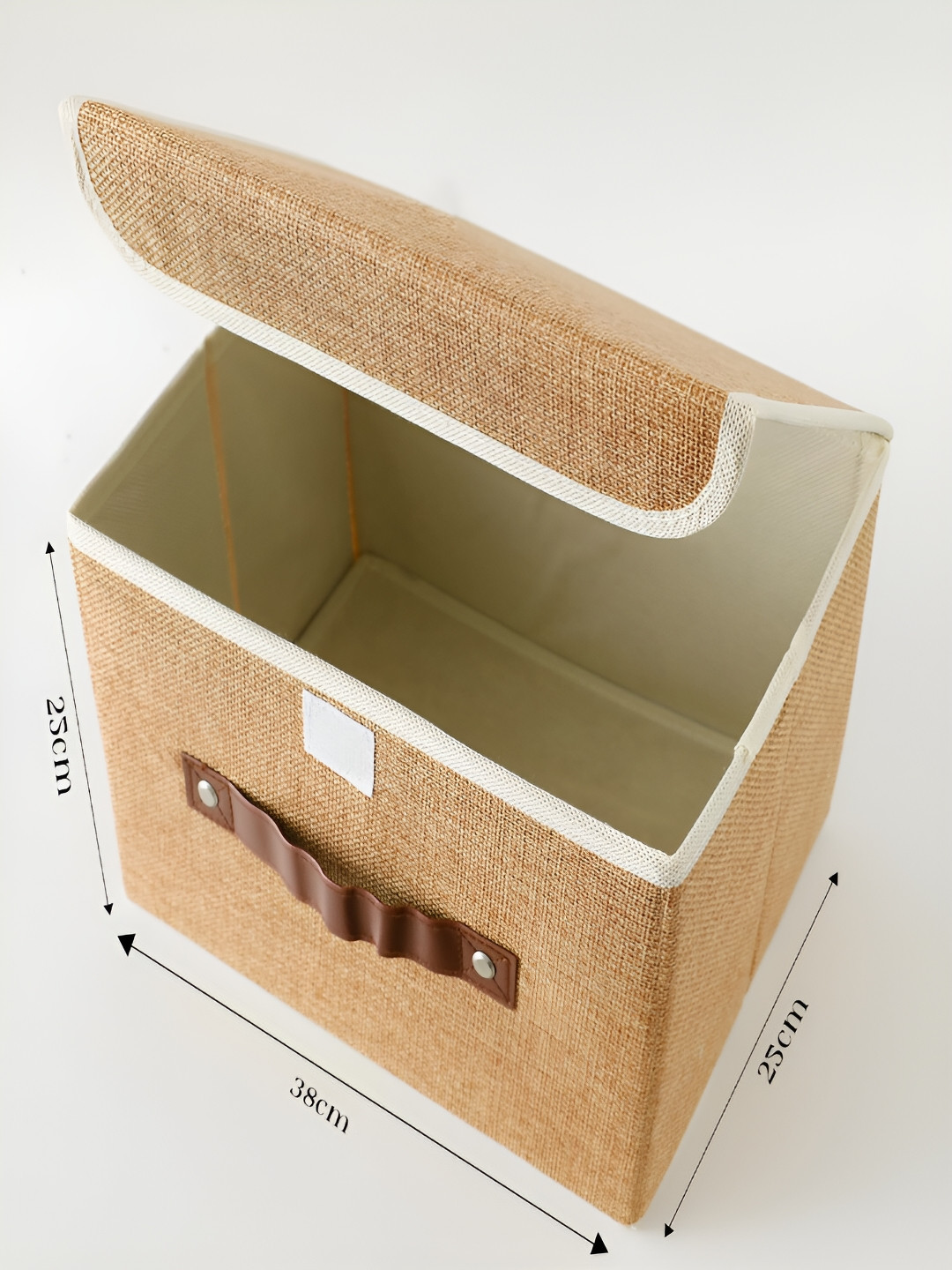 Kuber Industries Brown Woven Design Foldable Large Toy Storage Box With Lid