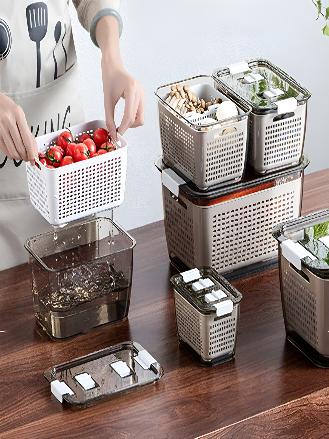 Kuber Industries Brown & White Water Resistant Refrigerator Storage