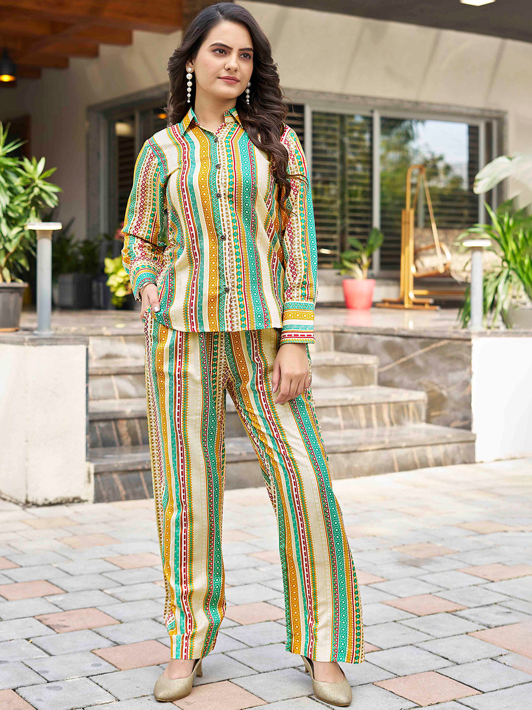 PEACH PIPER Printed Shirt & Trousers Co-Ord