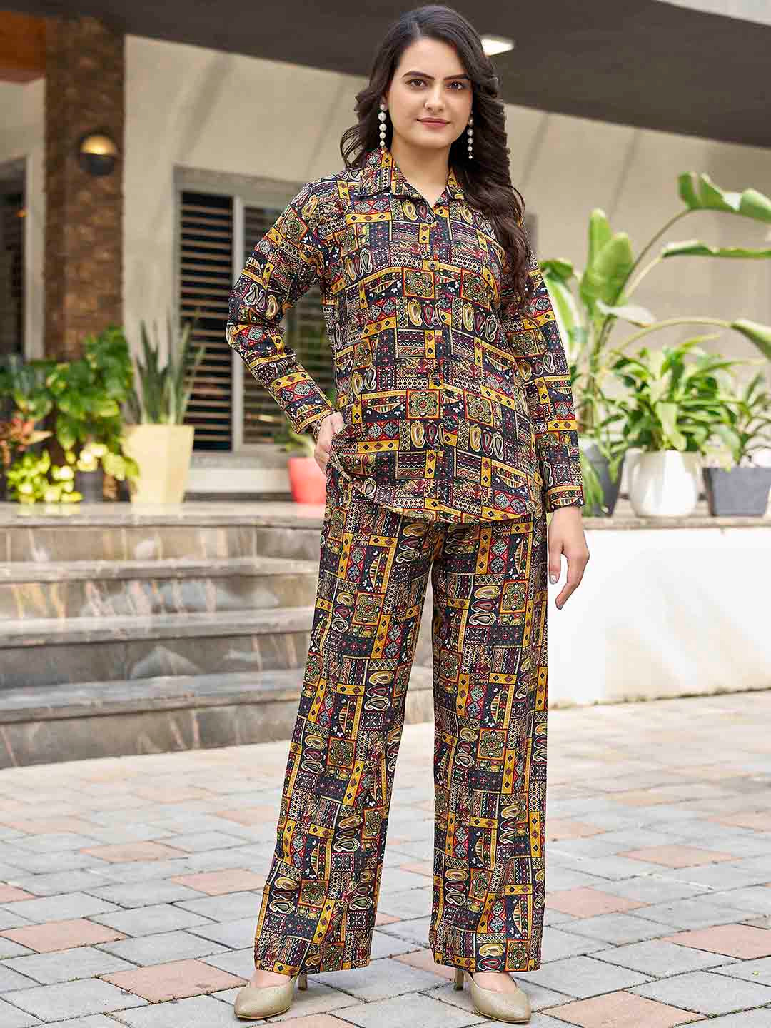 PEACH PIPER Printed Shirt & Trousers Co-Ord