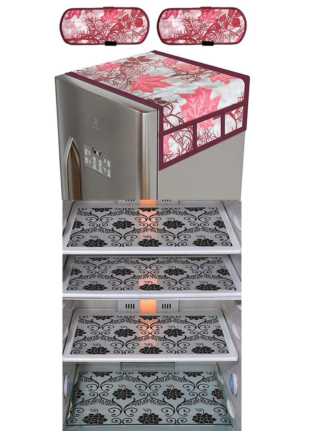 Dakshya Industries 7Pcs Transparent Printed Protective Barriers Refrigerator Cover Combo