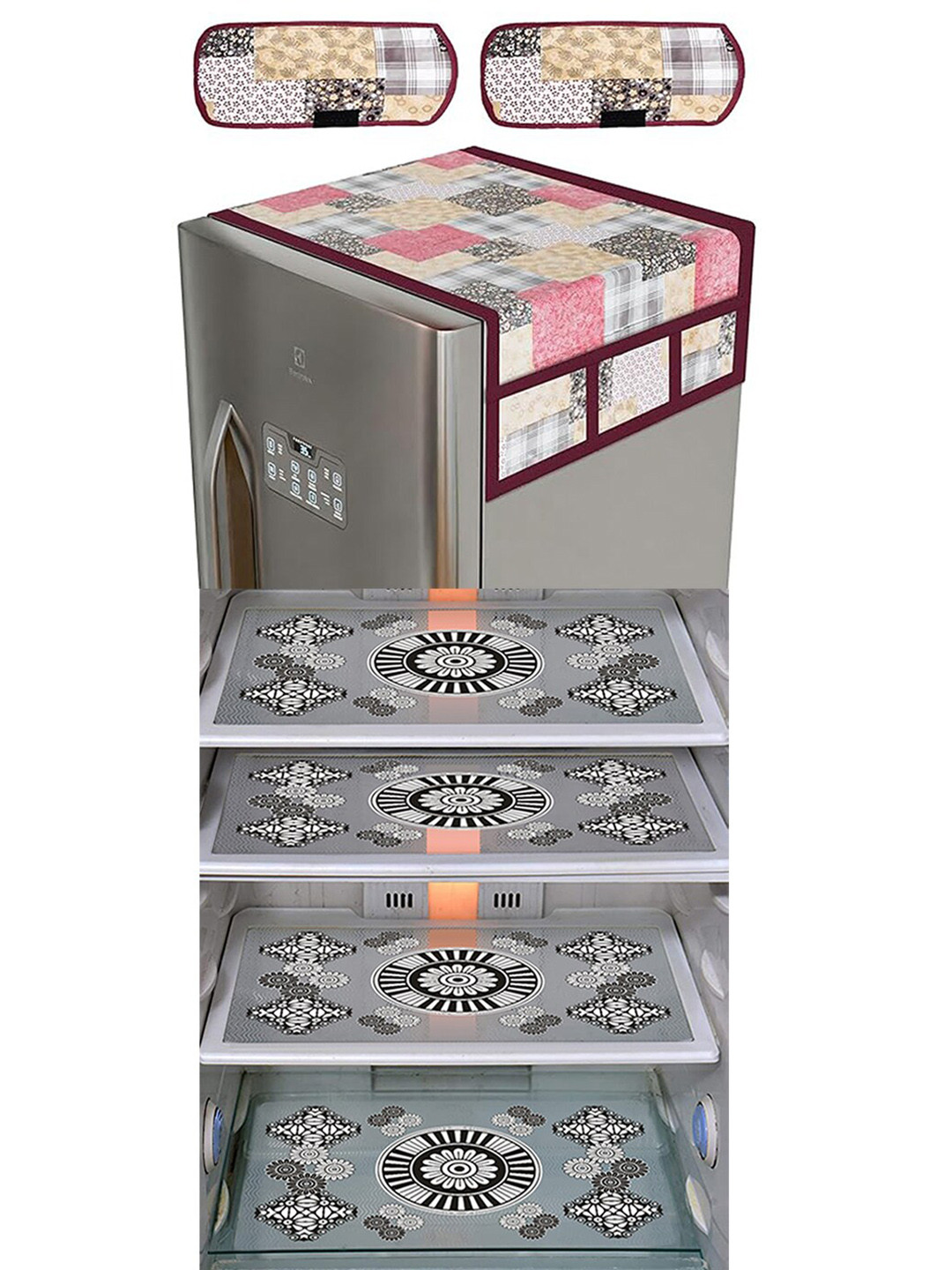 Dakshya Industries 7Pcs Transparent Printed Protective Barriers Refrigerator Cover Combo