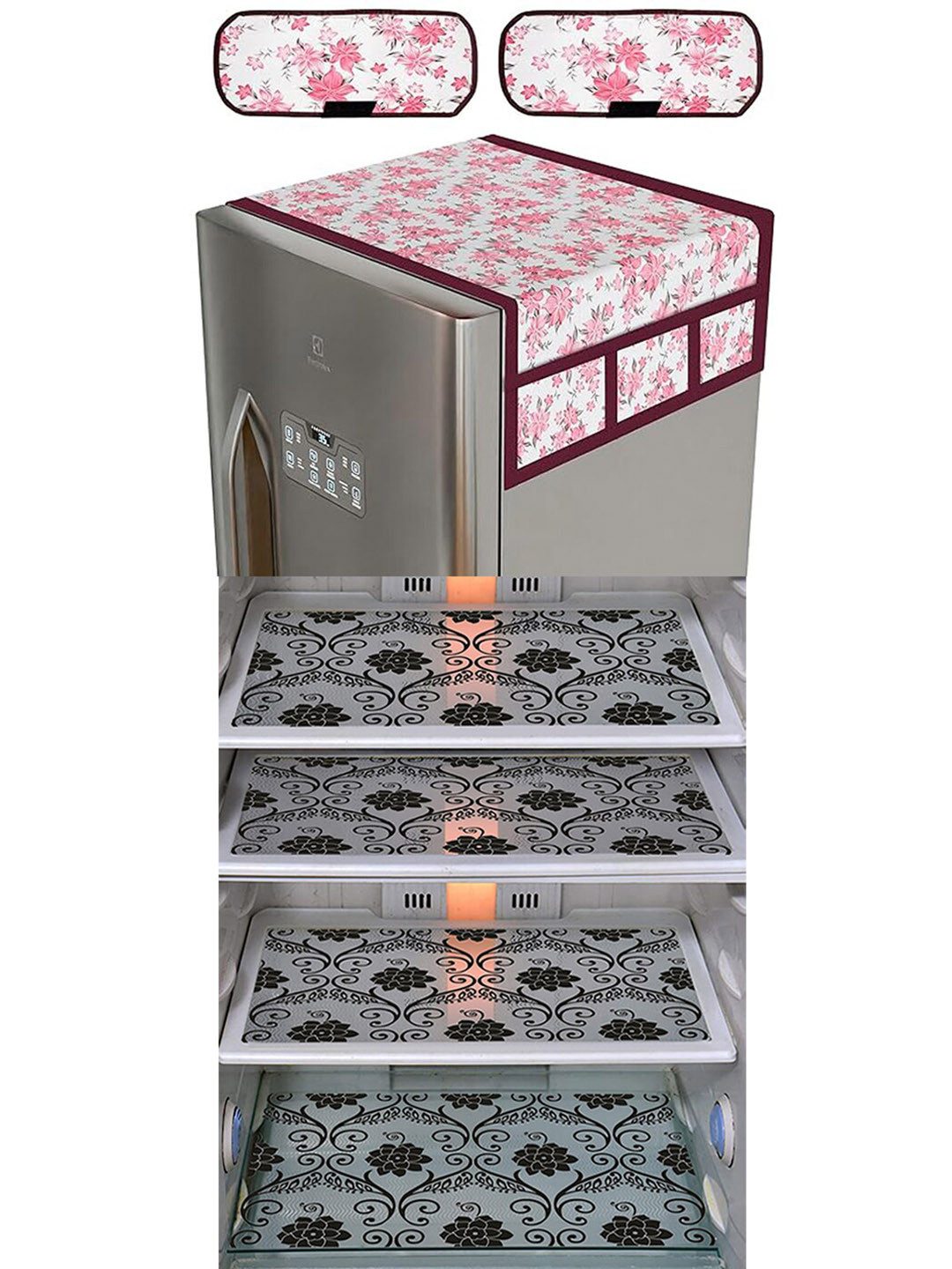 Dakshya Industries 7Pcs Transparent Printed Protective Barriers Refrigerator Cover Combo