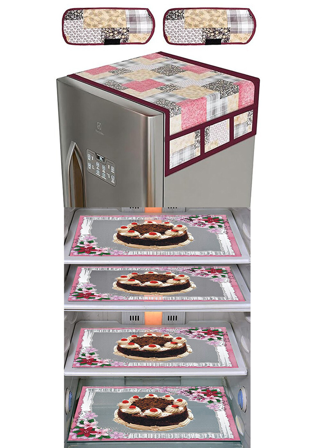 Dakshya Industries 7 Pcs Printed Refrigerator Covers & Mats