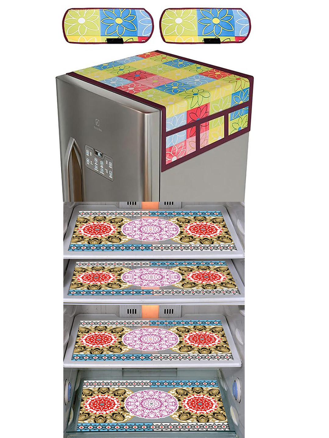 Dakshya Industries Yellow & Blue 7 pcs Refrigerator Appliance covers