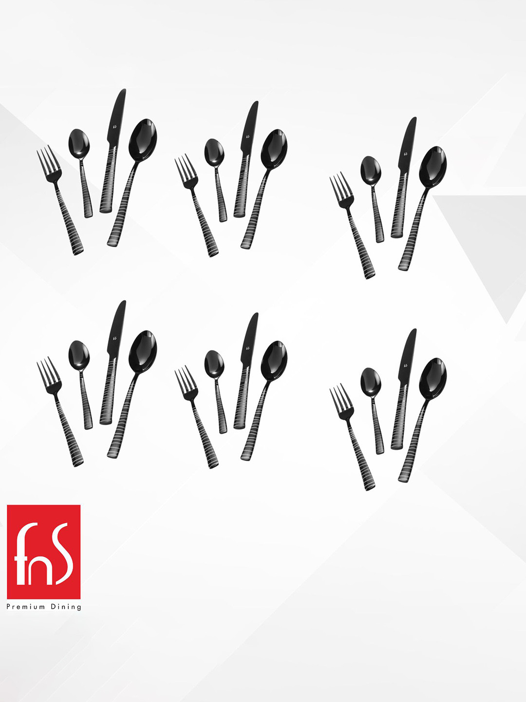FNS Austin 24Pieces Black Stainless Steel Mixed Cutlery Set