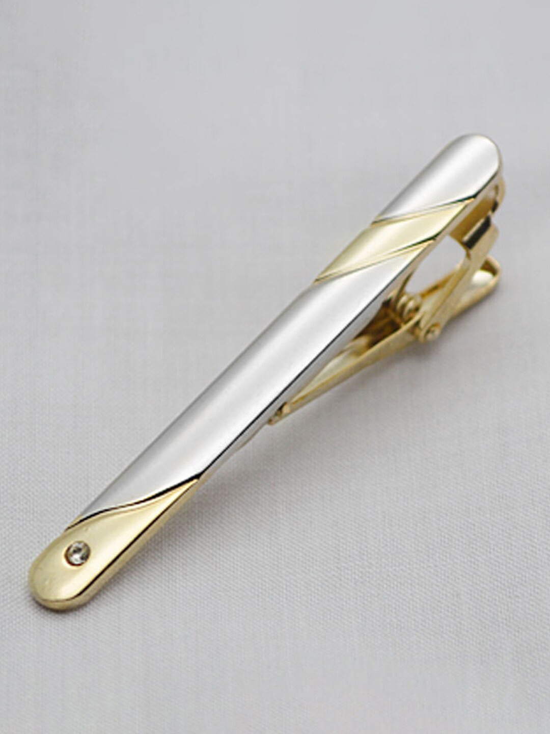 Peora Men Silver & Gold Plated Stainless Steel Classic Tie Pin