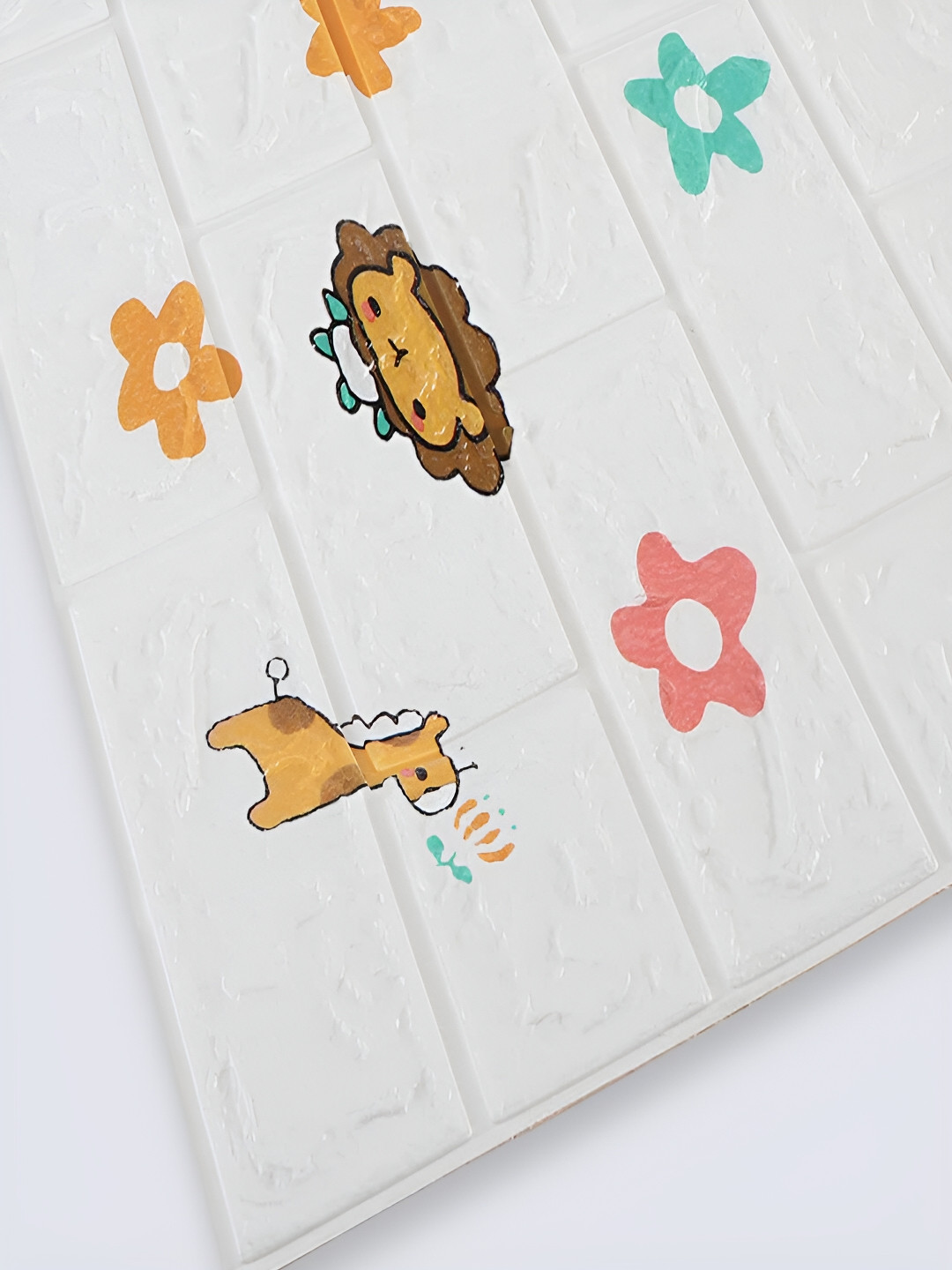 Kuber Industries White & Blue Pack of 2 Printed Waterproof Soundproof 3D Wall Panels