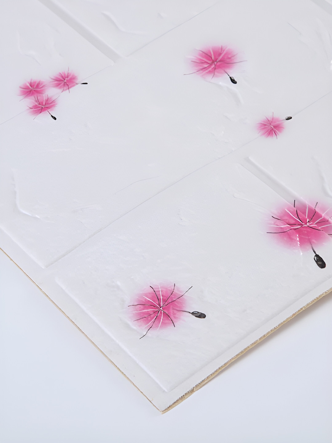 Kuber Industries White & Pink 5 pieces 3D Wallpaper