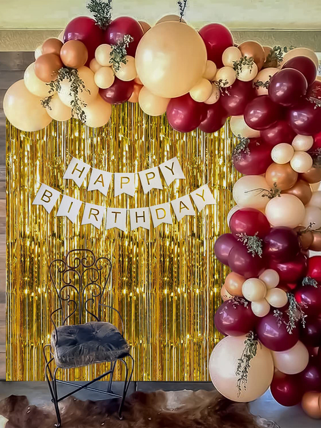 Special You Gold-Toned & Maroon 65Pcs Happy Birthday Decoration Item