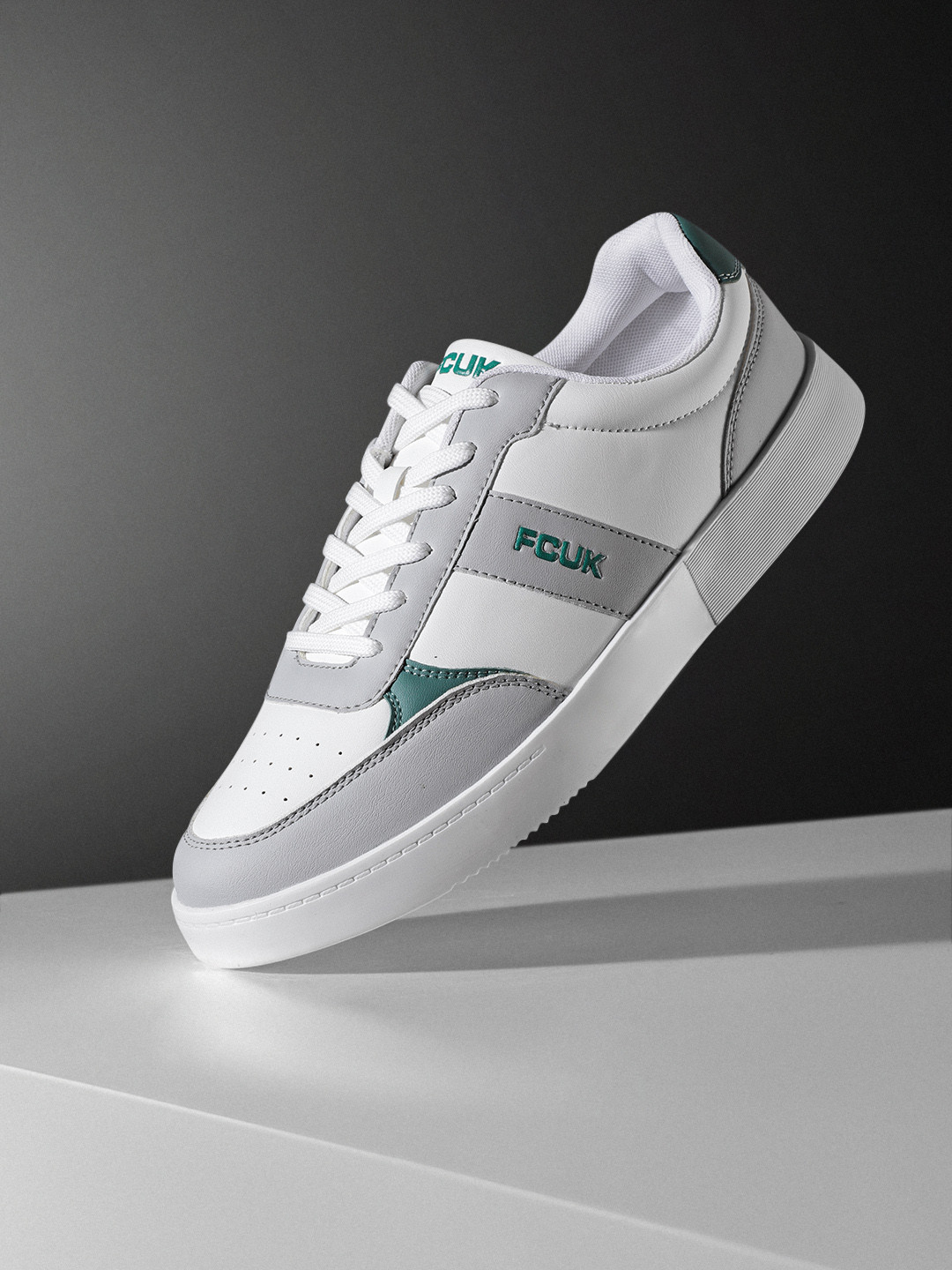 FCUK Men Colourblocked Perforated Sneakers