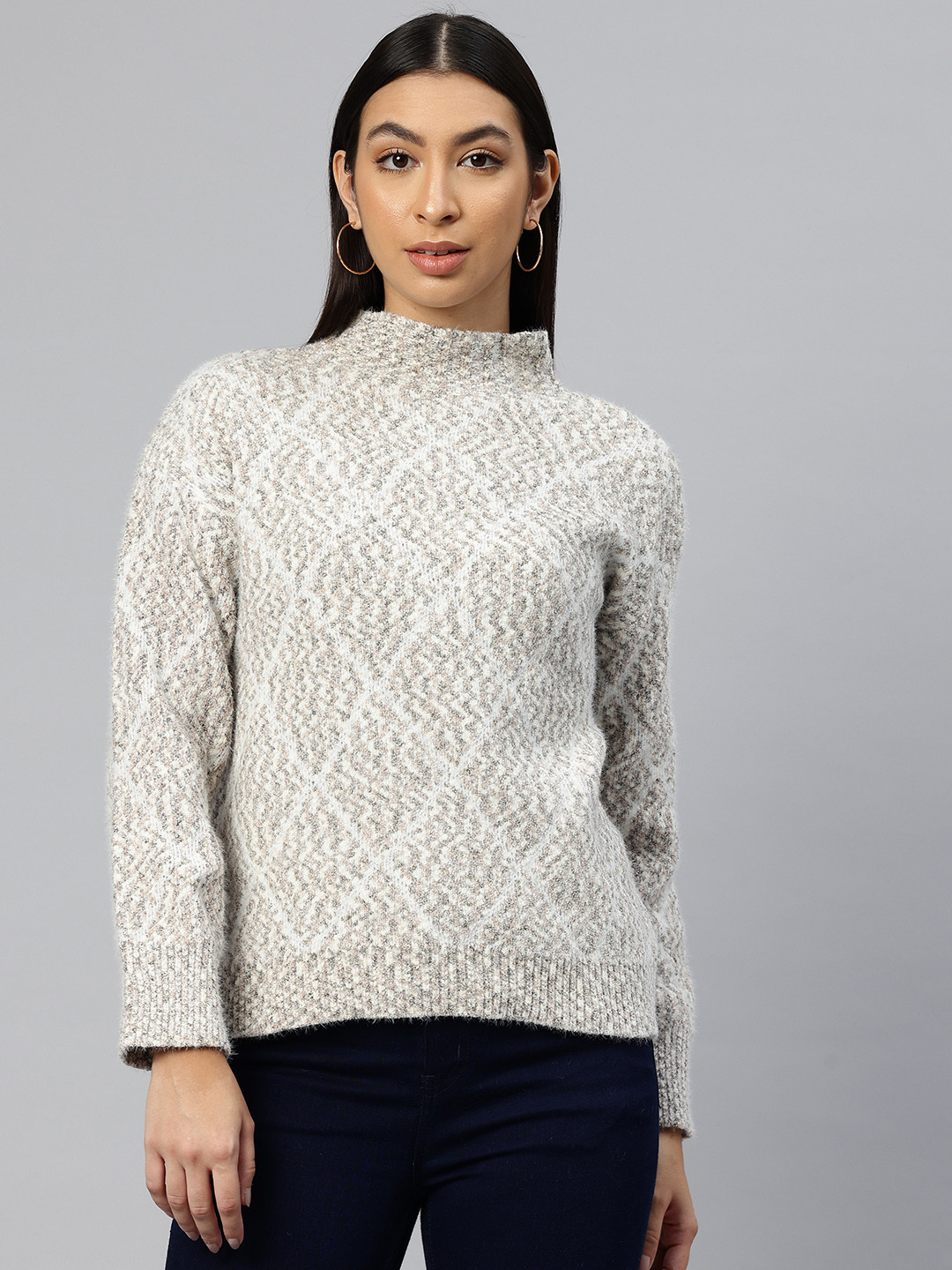 Pierre Carlo Geometric Self Design Pullover