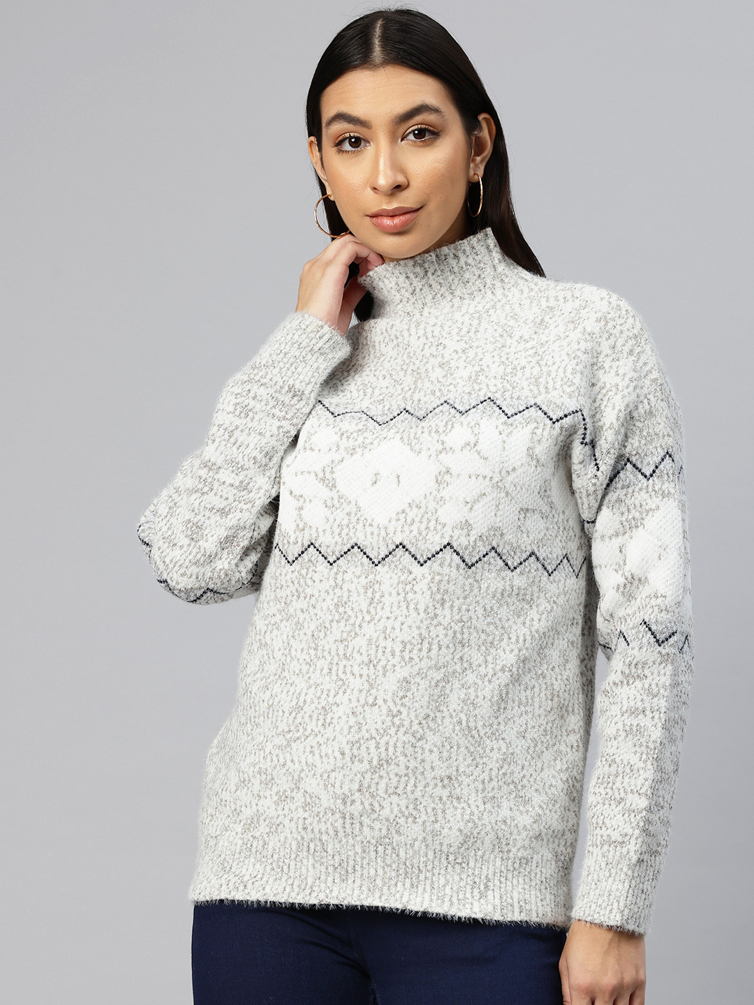 Pierre Carlo Geometric Self Design Pullover