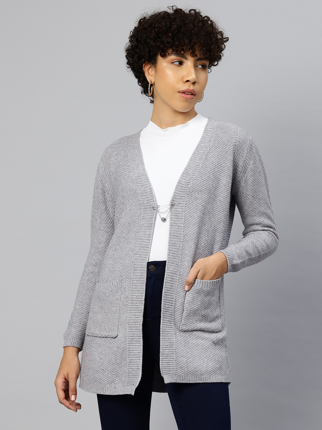 Pierre Carlo Ribbed Longline Cardigan