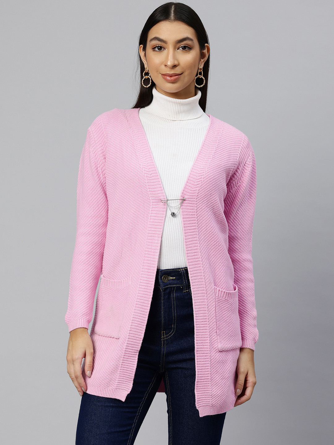 Pierre Carlo Ribbed Longline Cardigan