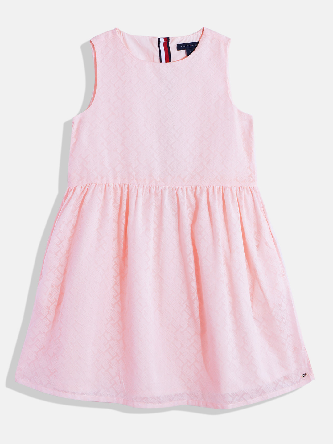 Tommy Hilfiger Self Brand Logo Design Gathered Fit & Flare Dress