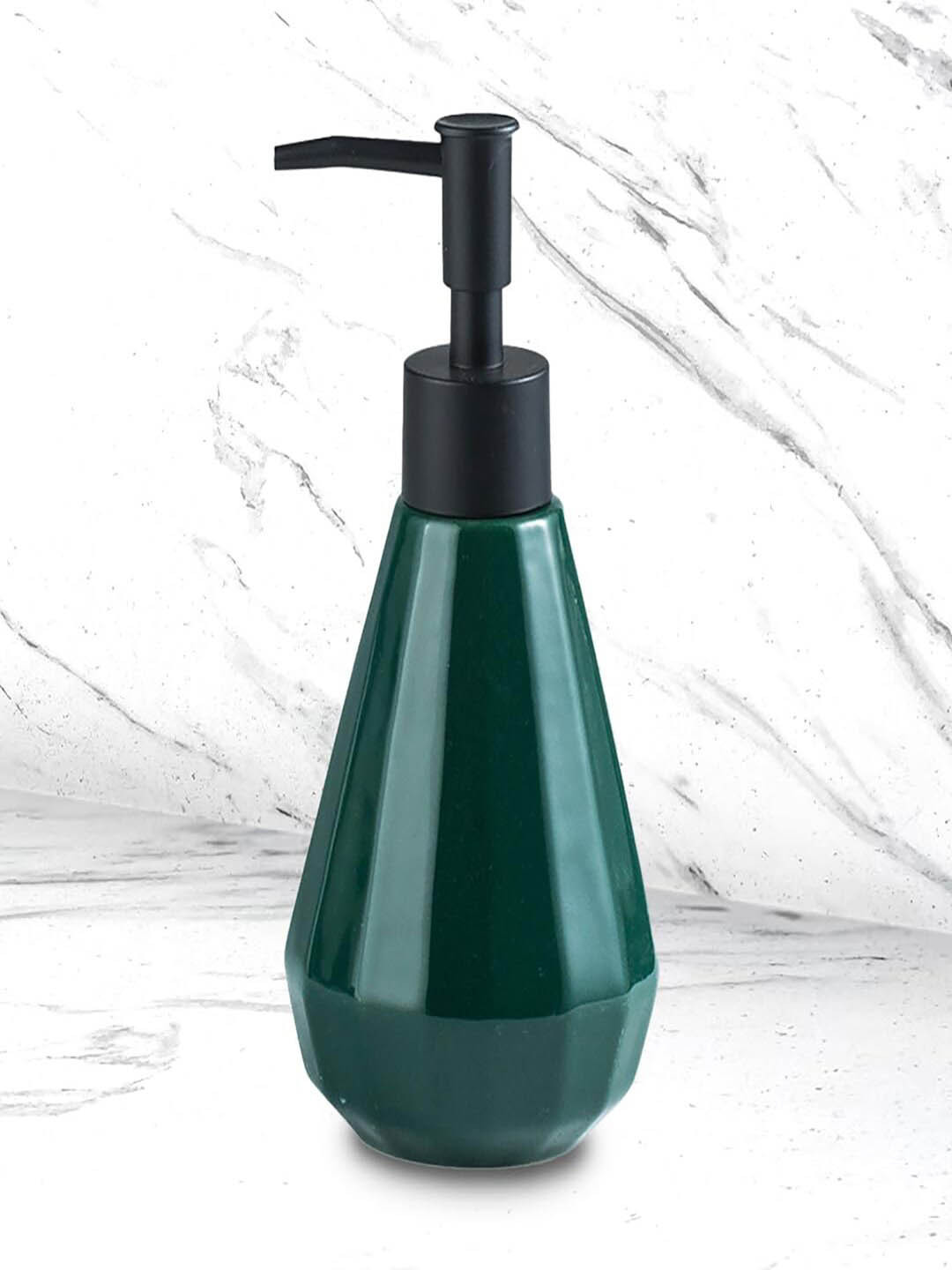 Kuber Industries Green Ceramic Liquid Soap Dispenser - 250 ml