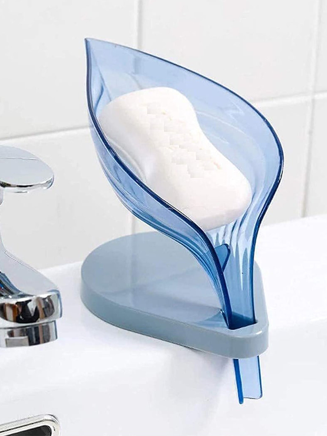 Kuber Industries Blue Ceramic Soap Dish Bathroom Accessories