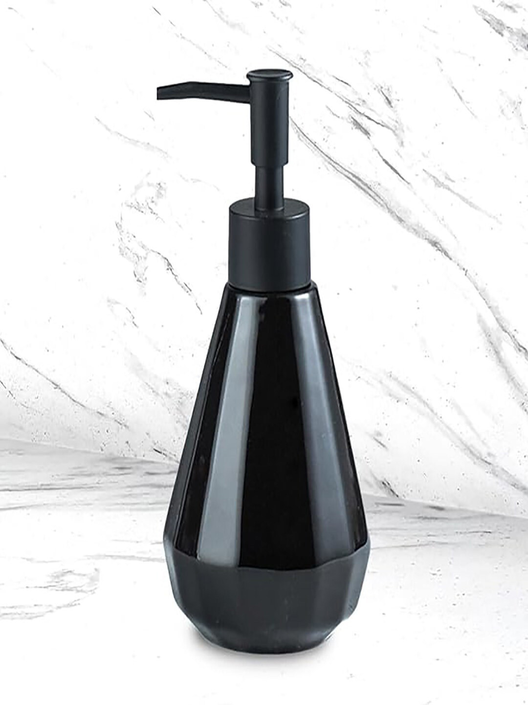 Kuber Industries Black Ceramic Liquid Soap Dispenser - 250 ml