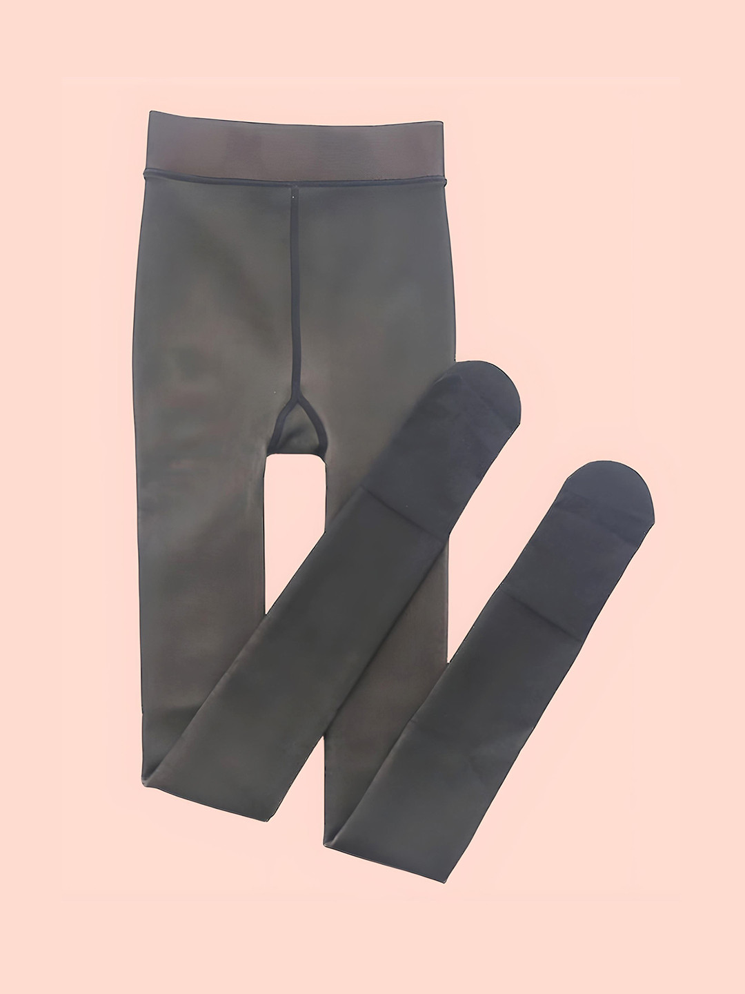 DUNBERRY LONDON Dual Tone Grey Warm Fur Fleece Thermal Woolen Inside Sheer Look Stockings