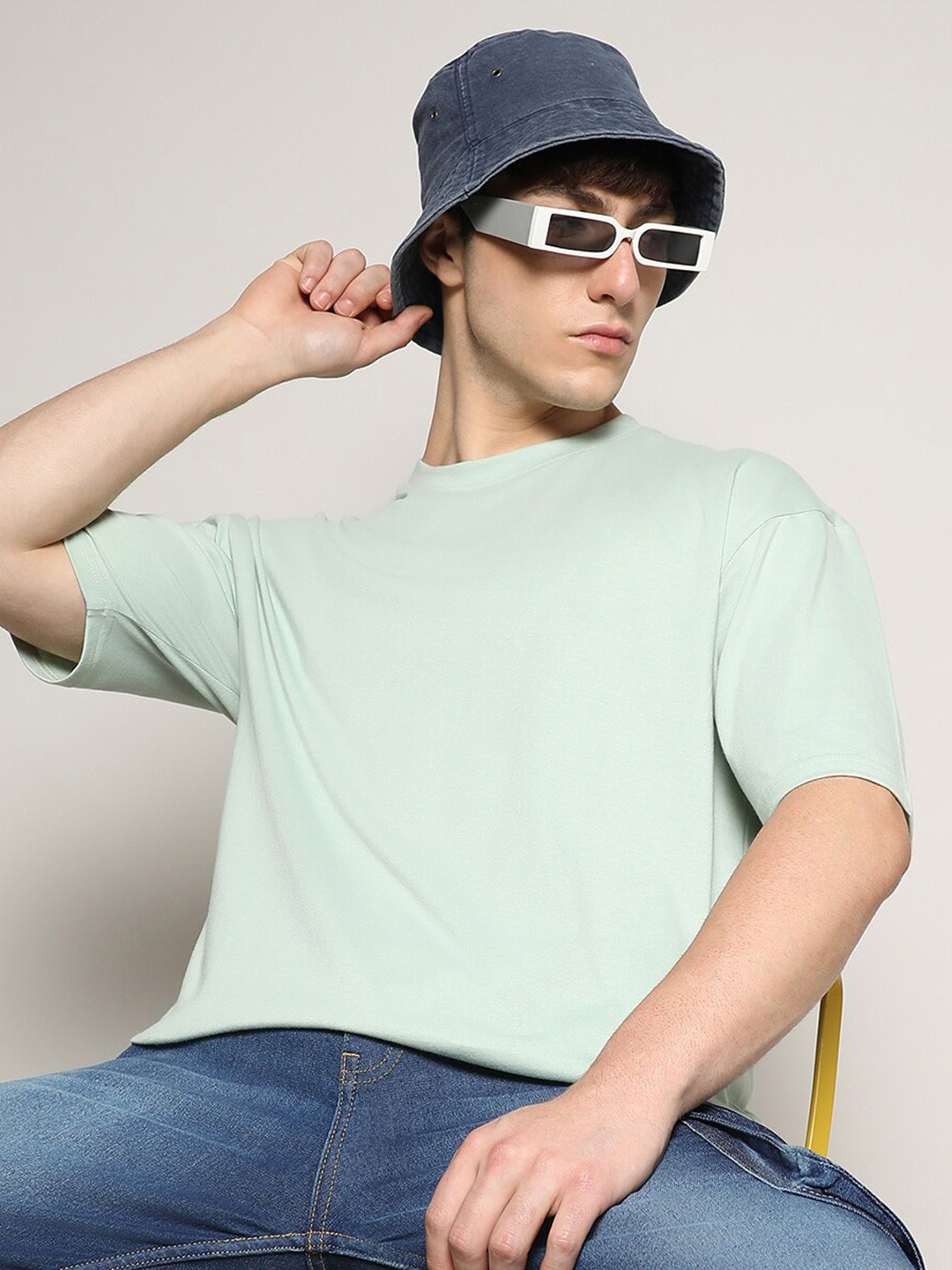 CAHOOT Men's Oversized Drop Shoulder Sleeves Cotton T-Shirt