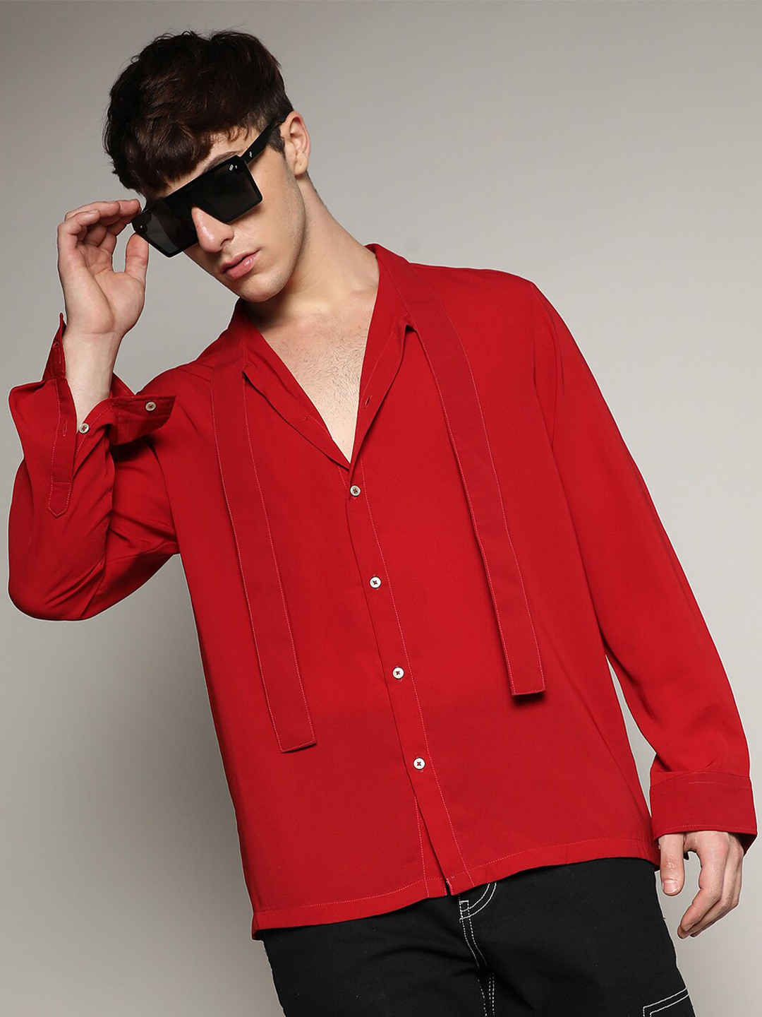 Campus Sutra Relaxed Slash Collar Long Sleeves Casual Shirt