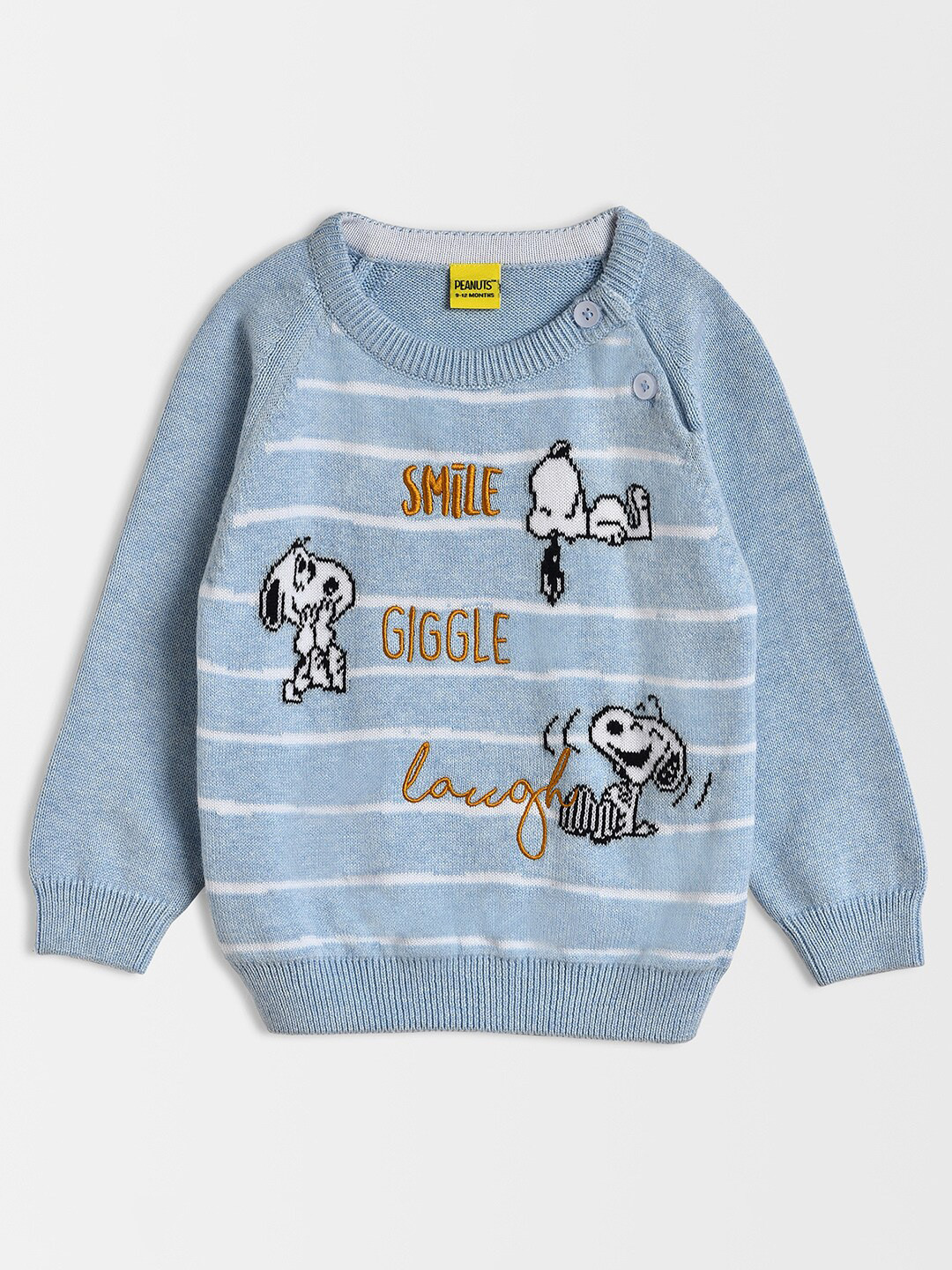 MiArcus Kids Snoopy Printed Round Neck Long Sleeves Embroidered Cotton Pullover Sweater