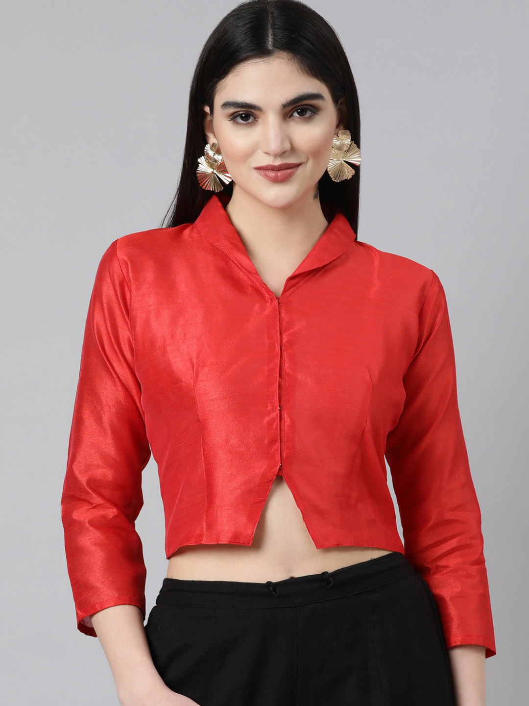 Souchii Shawl Collar Knot Saree Blouse