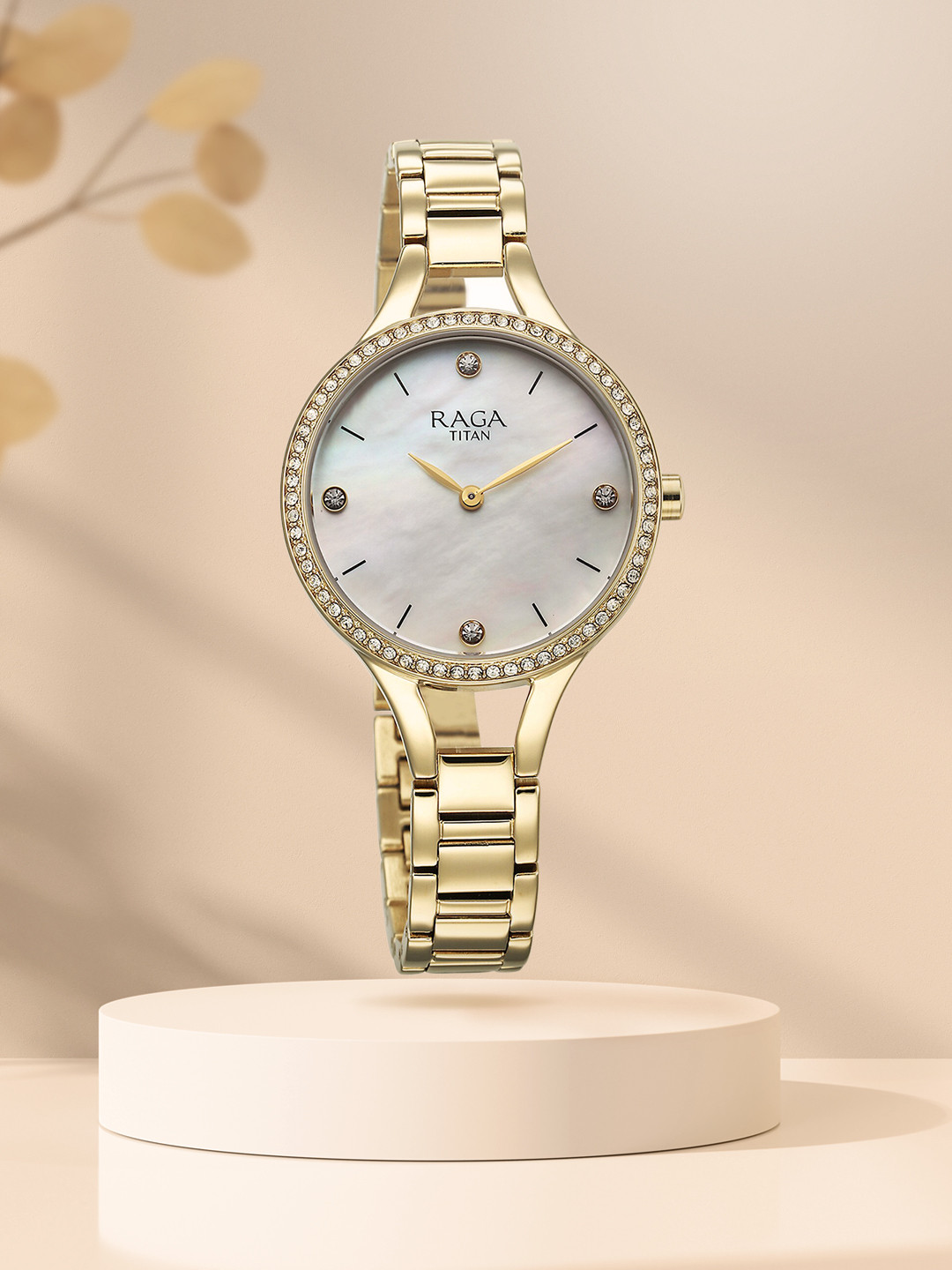 Titan Raga Show Stopper Women Embellished Dial Bracelet Analogue Watch 95275YM01
