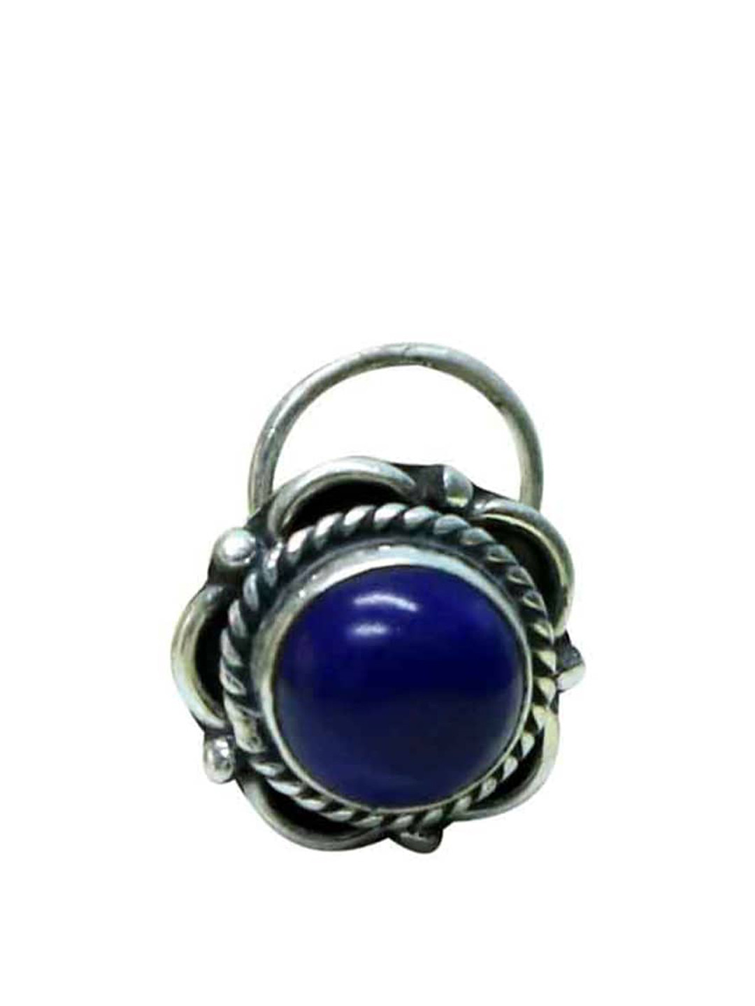 Abhooshan Onyx-Studded 92.5 Sterling Silver Oxidised Stud Nosepin