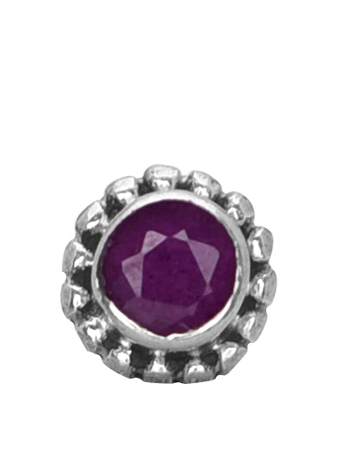 Abhooshan Pure Oxidized 92.5 Sterling Silver Onyx Stud Nosepin
