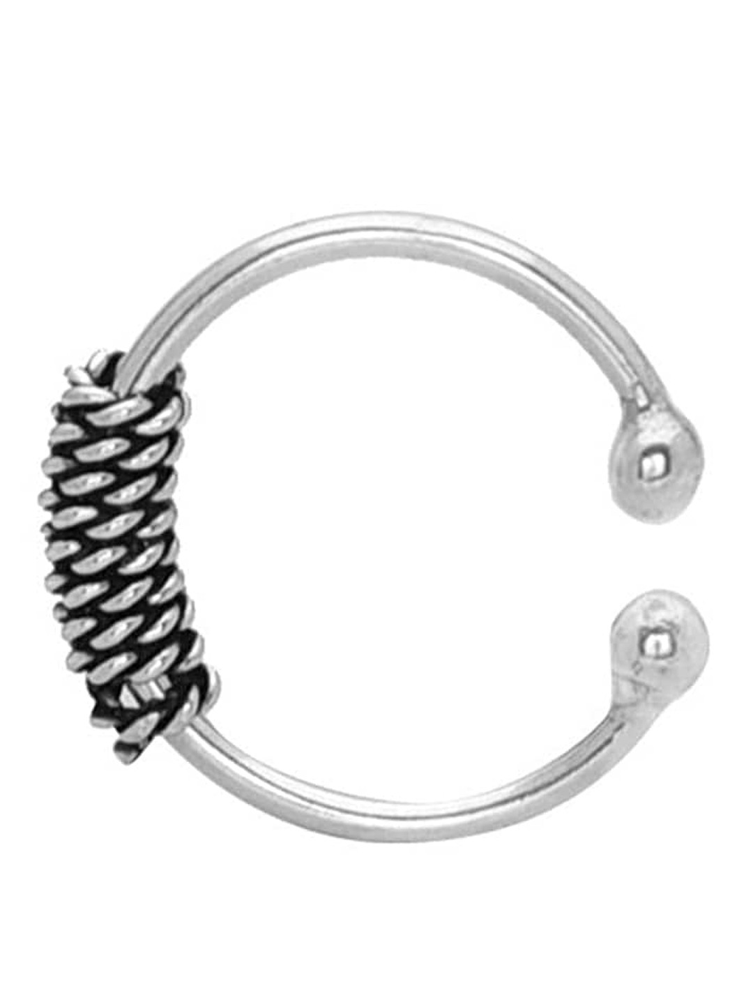 Abhooshan 92.5 Sterling Silver Oxidised Press On Nose Ring