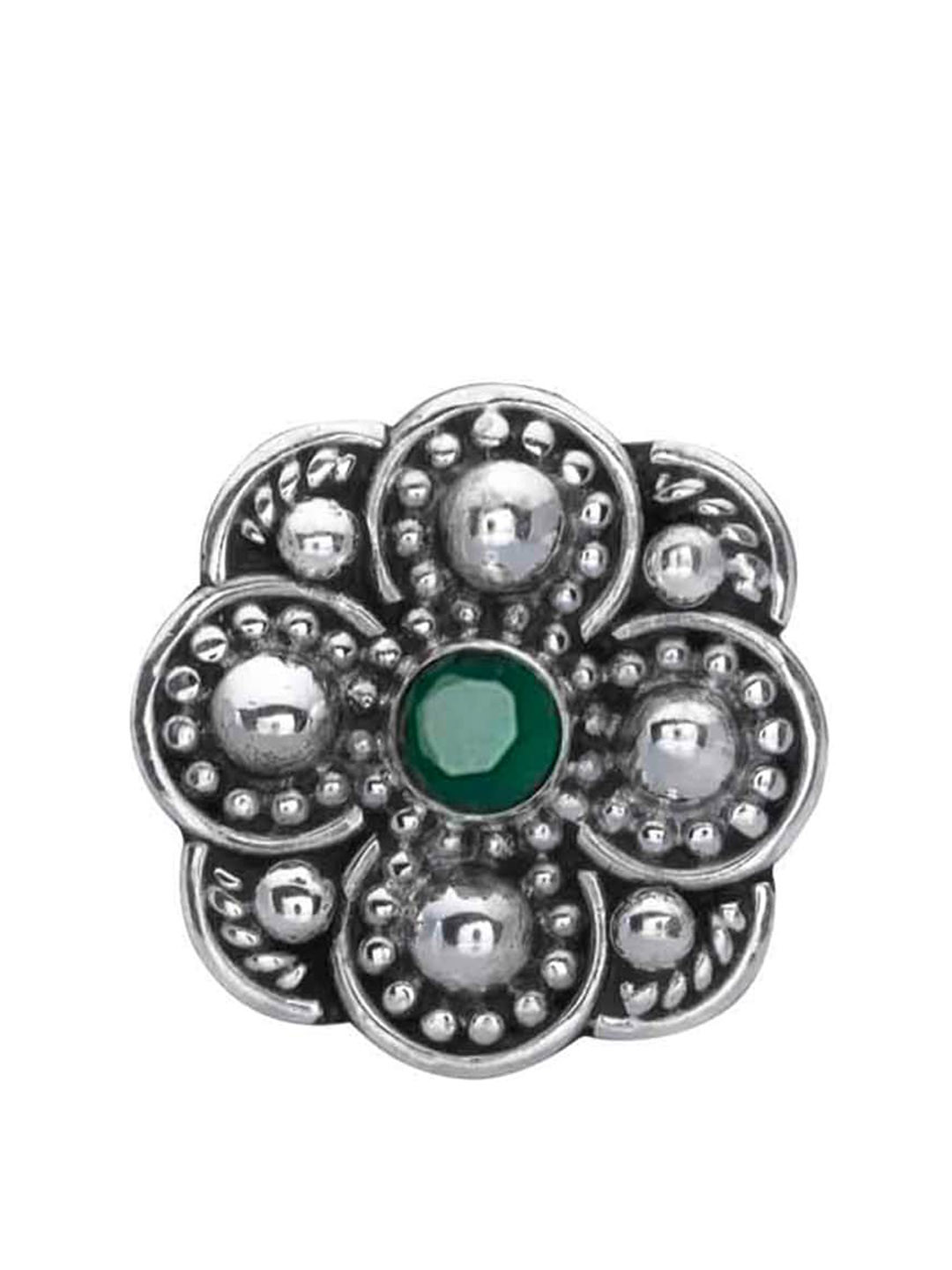 Abhooshan 92.5 Sterling Silver Emerald Studded Nosepin