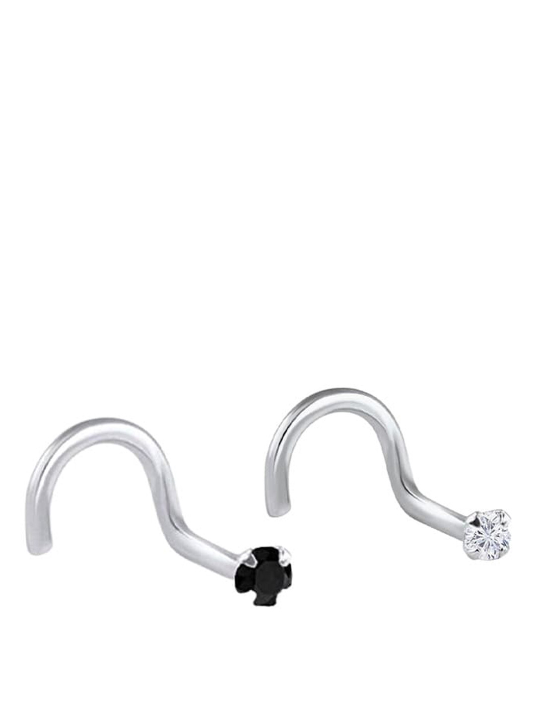 Abhooshan 92.5 Sterling Silver Tiny Minimalistic Star & Round Pair of CZ Stone Nose Pin