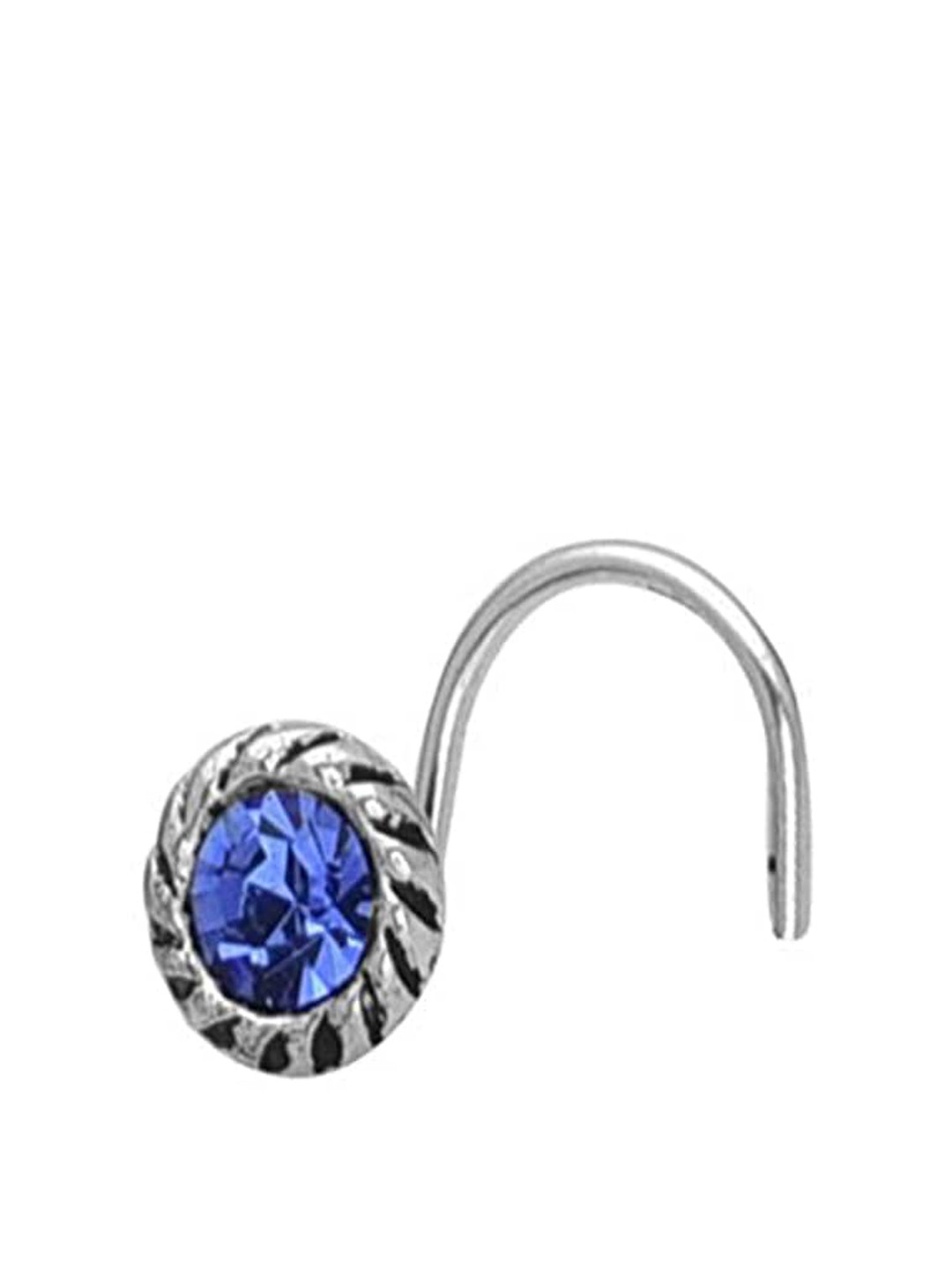 Abhooshan 92.5 Sterling Silver Cubic Zirconia Stud Nose Pin
