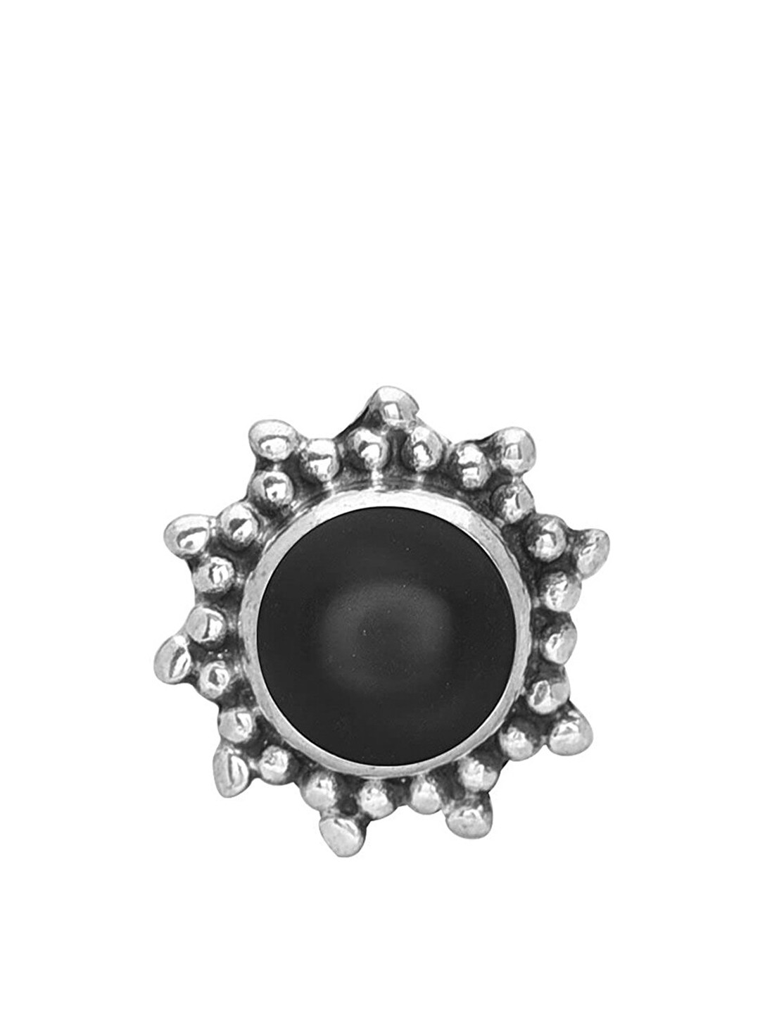 Abhooshan Onyx-Studded 92.5 Sterling Silver Oxidised Stud Nosepin