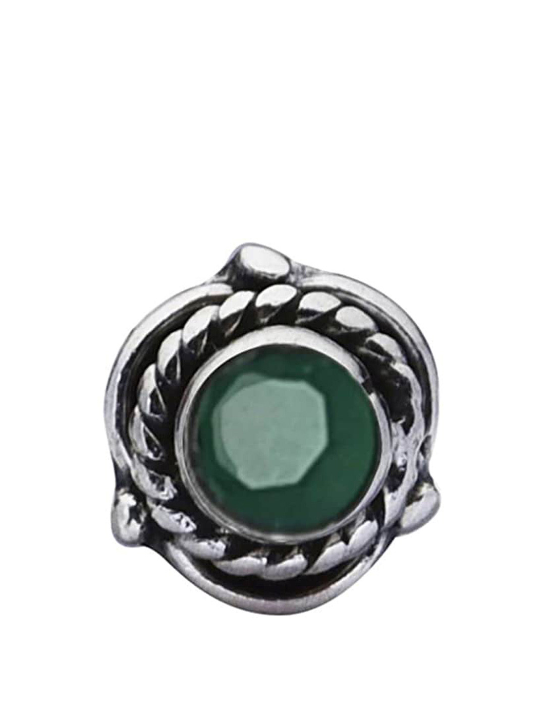 Abhooshan Sterling Silver Onyx Stud Nosepin