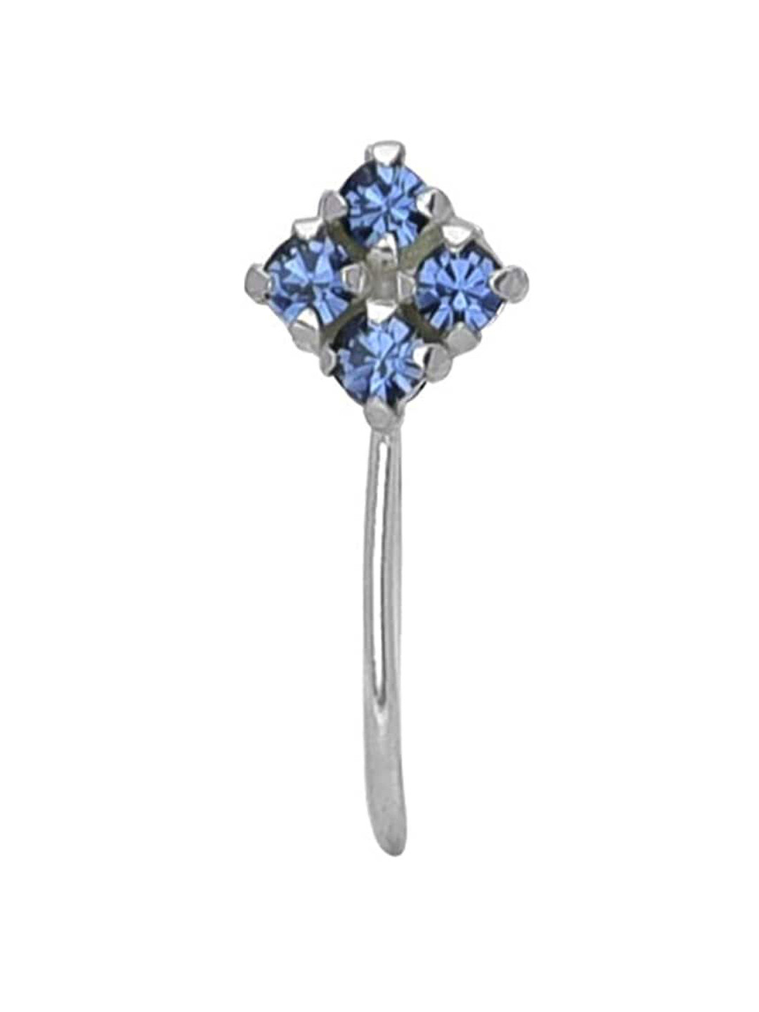 Abhooshan 92.5 Sterling Silver Cubic Zirconia Studded Clip On Nose Pin