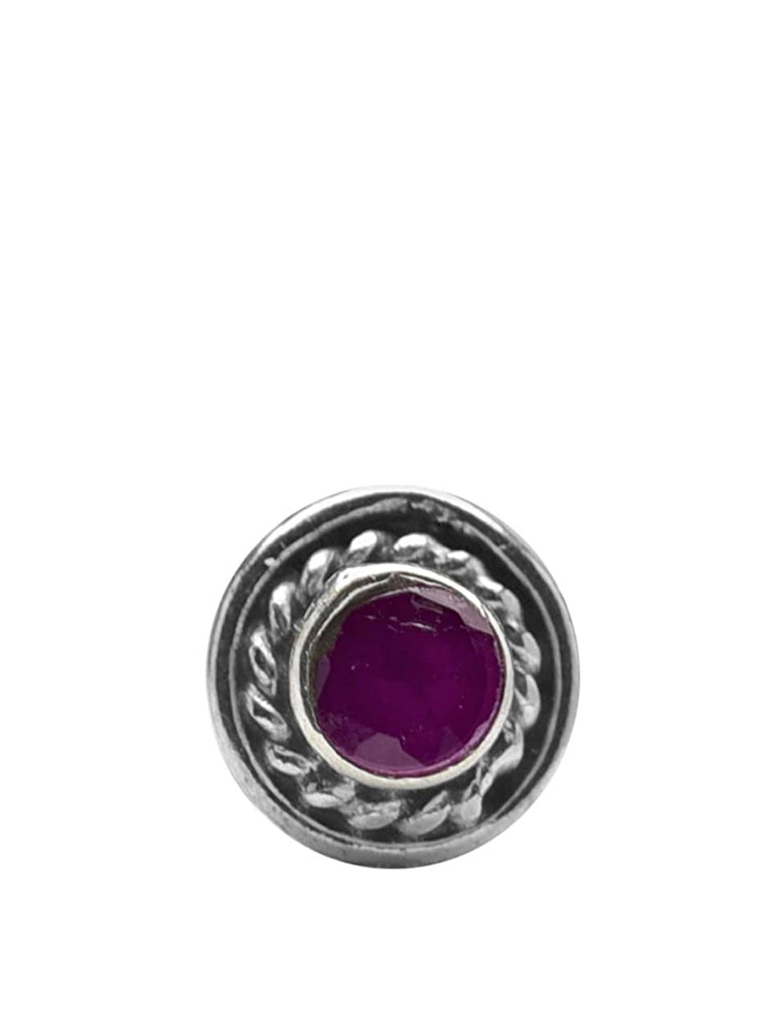 Abhooshan Sterling Silver Onyx Stud Nosepin