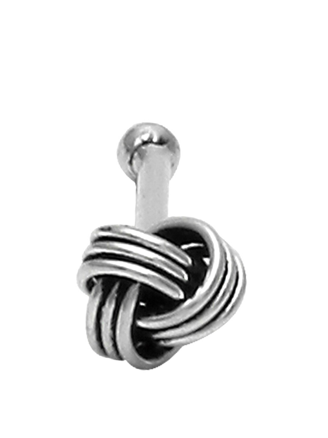 Abhooshan 92.5 Sterling Silver Knot Shaped Bone Type Nose Pin