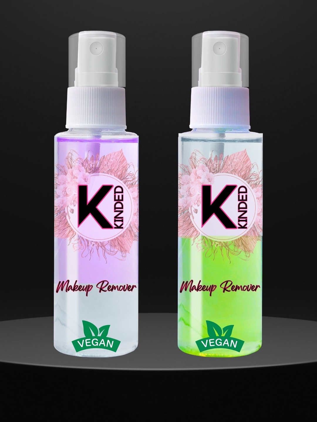 KINDED Set Of 2 Makeup Remover Oil Dual Phase - Lilac Purple & Mint Green - 60ml Each
