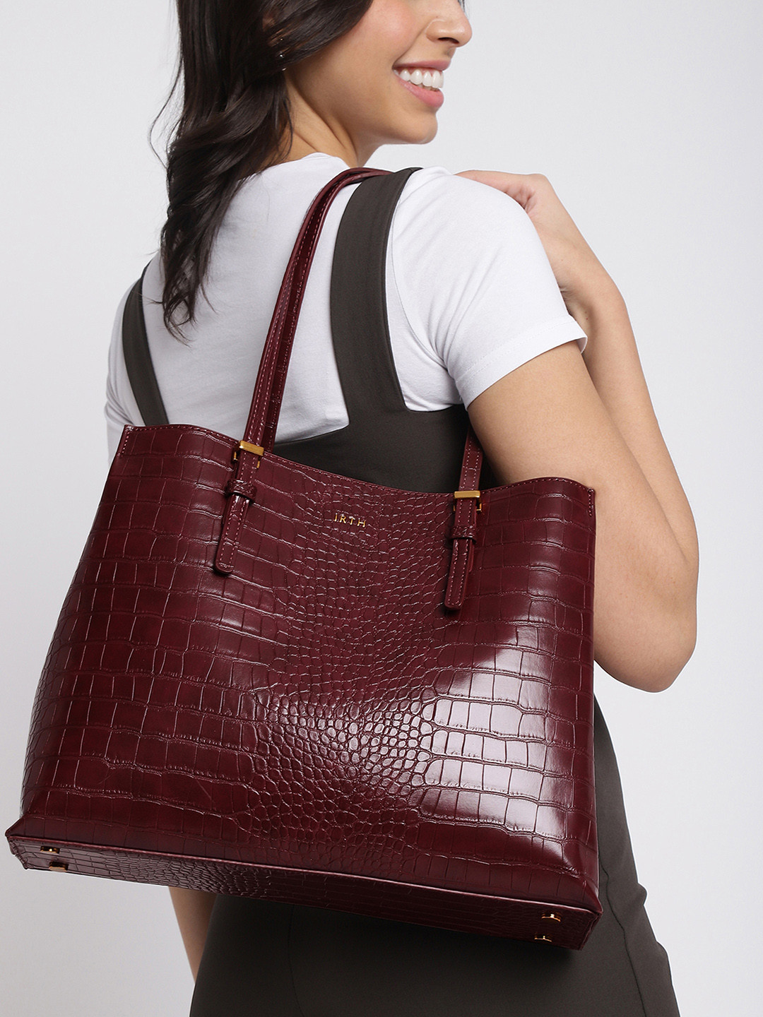 IRTH by House of Titan Textured Structured Shoulder Bag