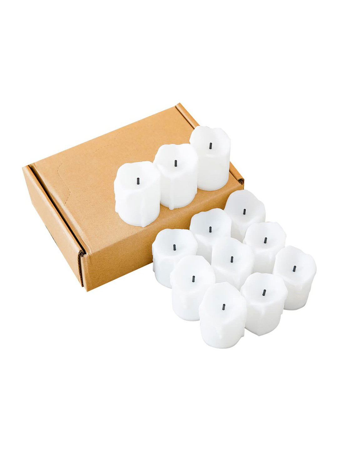 Kuber Industries Battery Operated LED 12Pcs Smokeless Solid Tea Light Candles