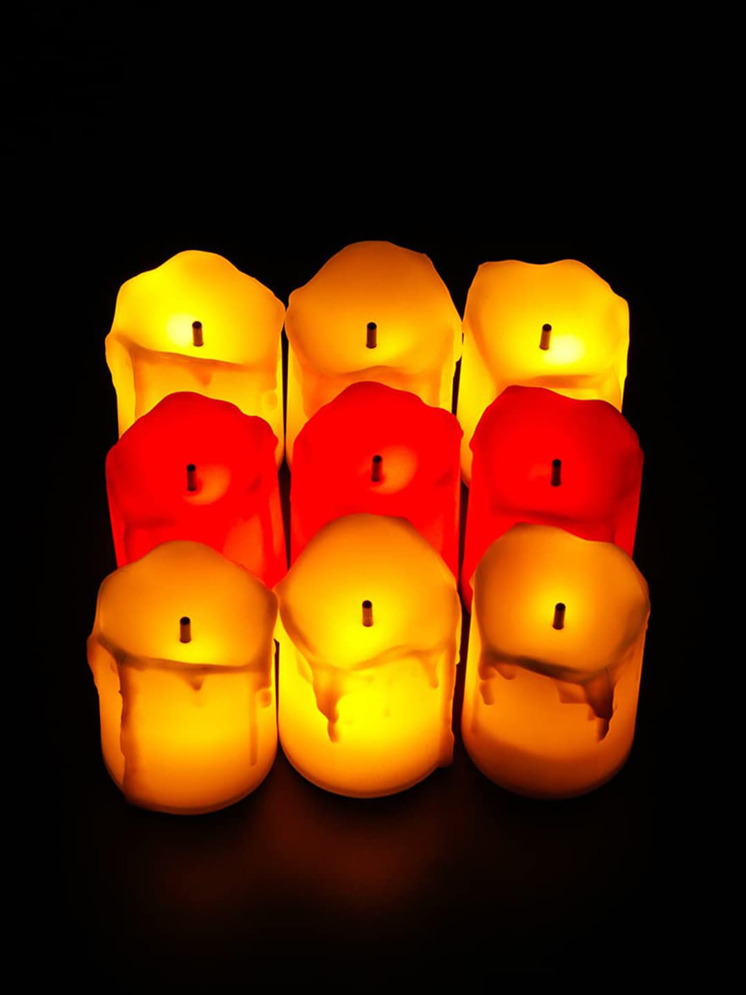 Kuber Industries Home Decore LED 12Pcs Smokeless Solid Geometric Regular Tea Light Candles