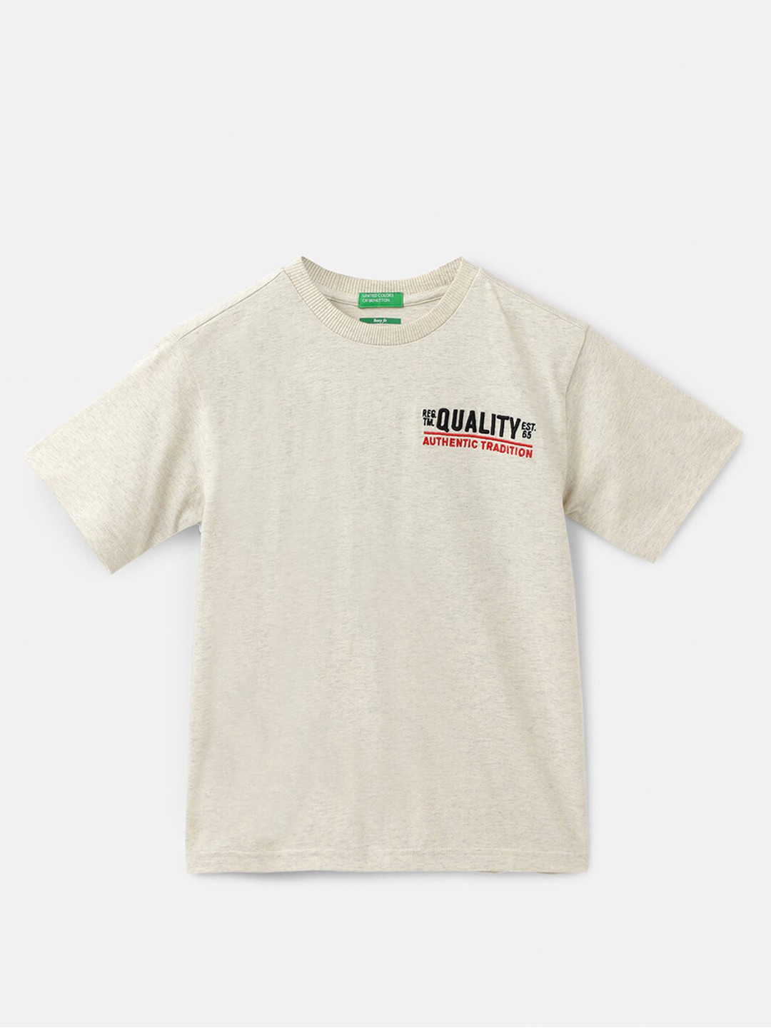 United Colors of Benetton Boys Round Neck Short Sleeves Printed Cotton Boxy T-shirt